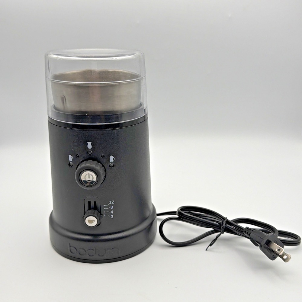 Bodum Bistro Adjustable Blade Electric Coffee Grinder Black 12041 Removable Cup